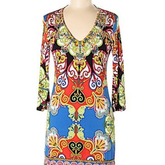 Joyous and Free Dresses & Skirts - Joyous & Free Boho Hippie Stretchy Tunic Dress S